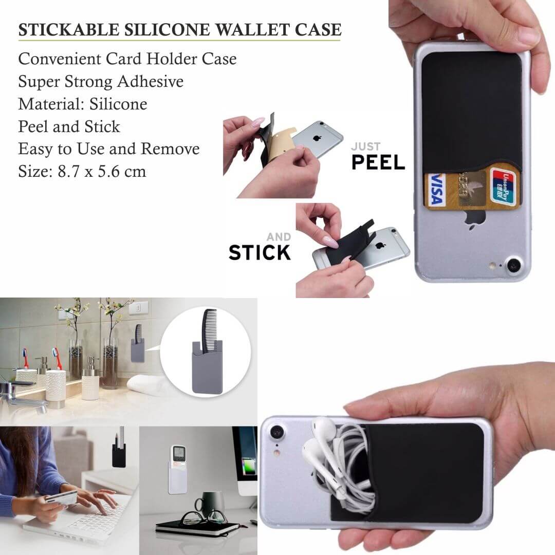Delidigi Phone Card Holder Stick on Slim Mobile Phone Strong Adhesive Card Holder Phone Wallet Pocket for iPhone and Most Smartphones Green