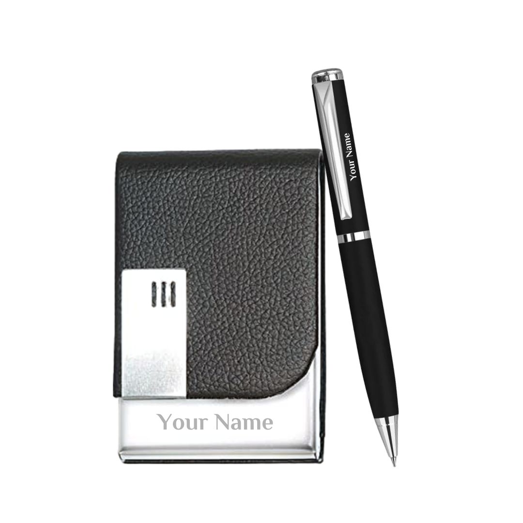 Customized 2 in 1 Gift Set - Card Holder and Metallic Pen