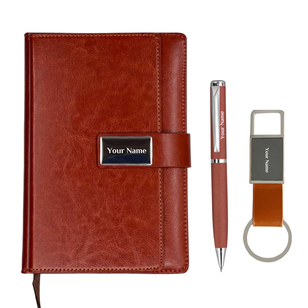 Giftana Personalized 3 in 1 Diary, Pen and Metal Keychain