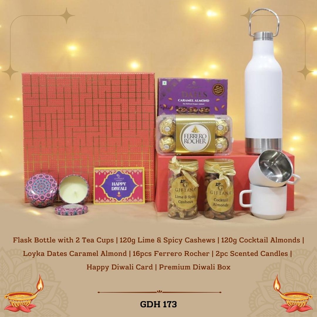 Diwali Gift Set with Flask Bottle and Tea Cups - GDH 173