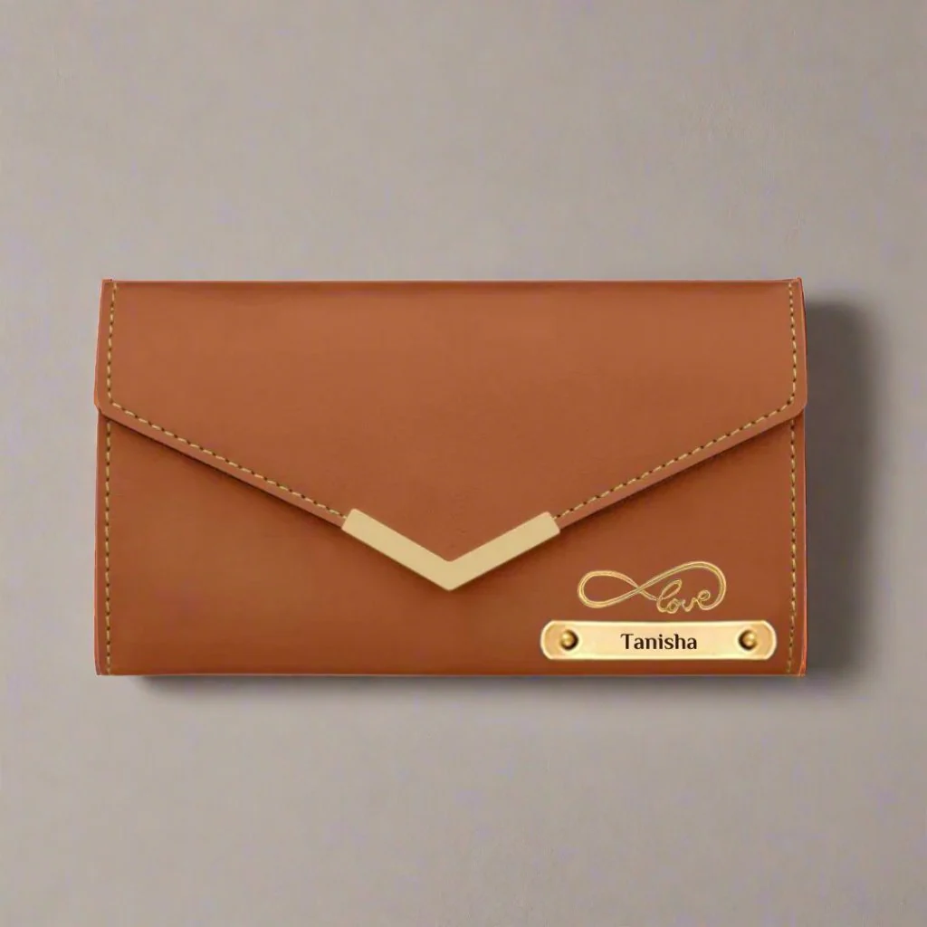 Customized Lady Purse with Coin Pouch, Card Holder and Love Charm - Tan