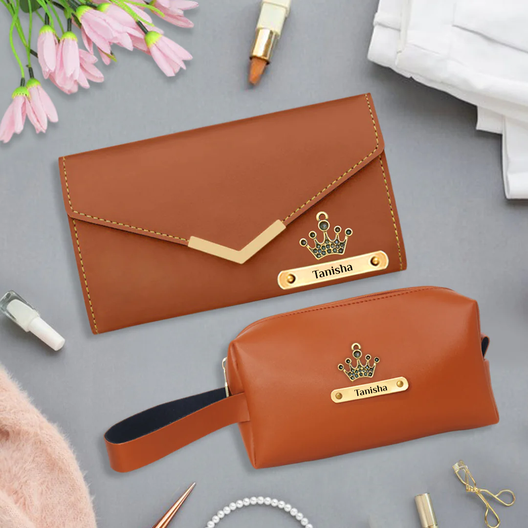Customized Corporate Gift for Her – Elegant Wallet & Pouch