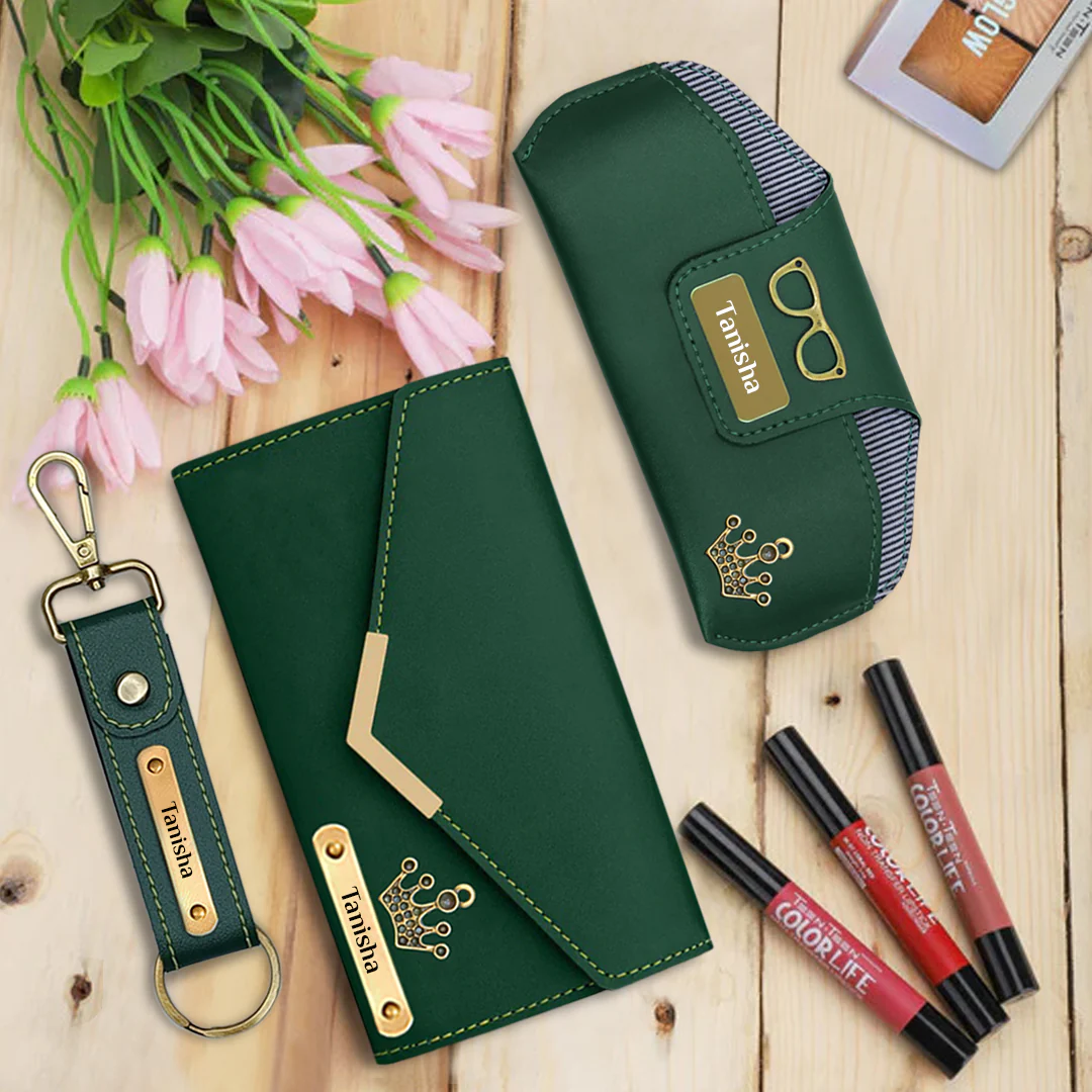 Corporate Gift for Women – Custom Wallet, Keychain & Sunglass Case