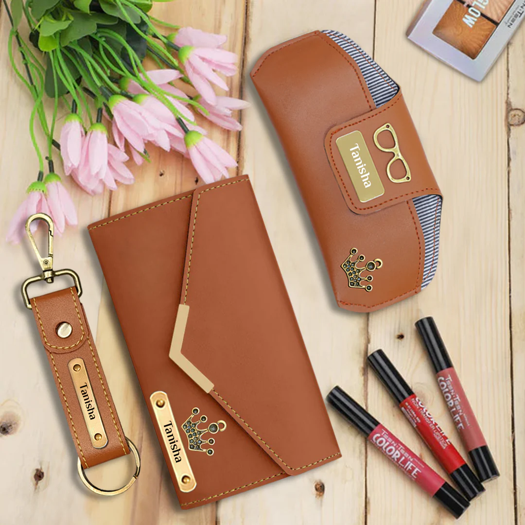 Corporate Gift for Women – Custom Wallet, Keychain & Sunglass Case