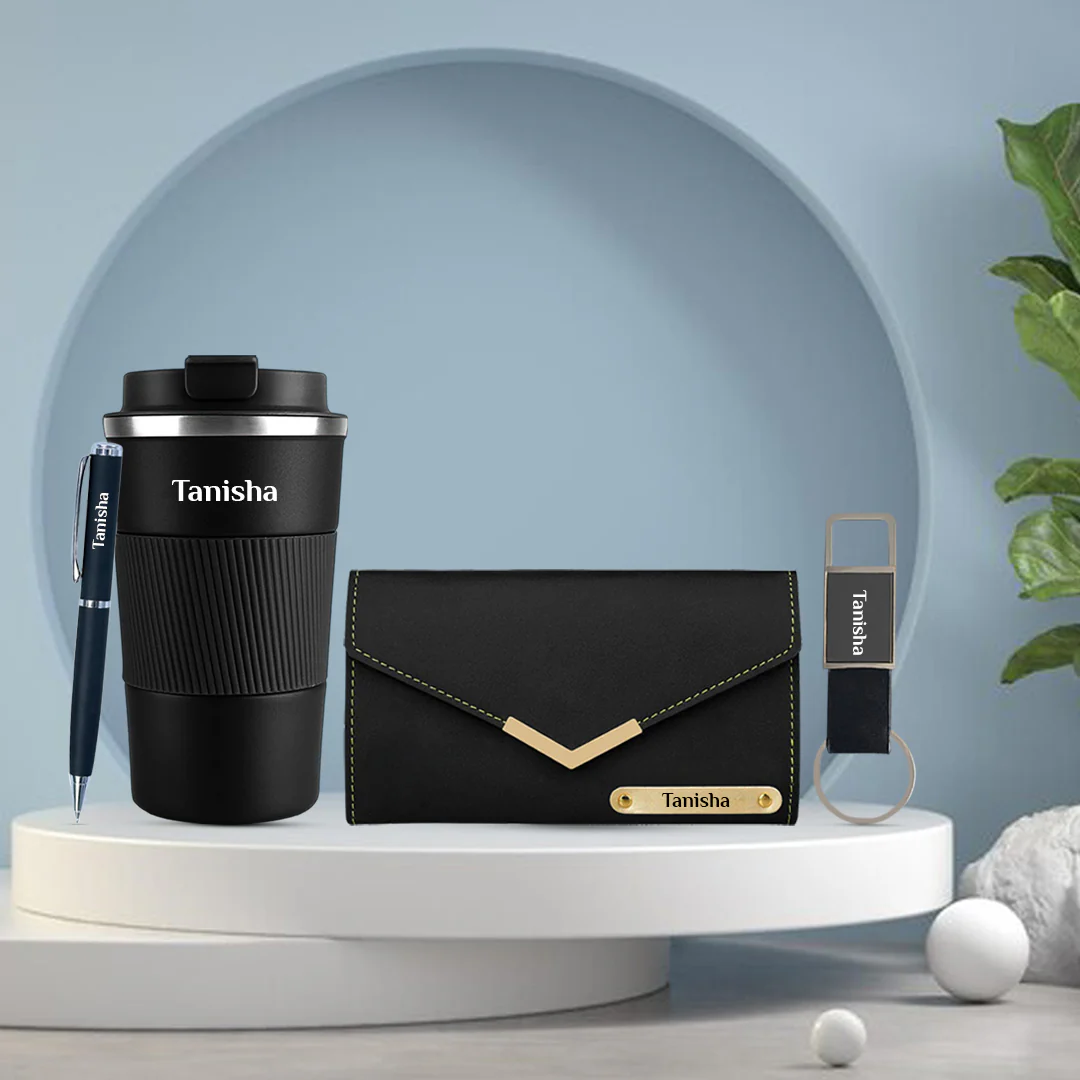 Customized Gift Set for Her – Tumbler, Wallet, Pen & Keychain