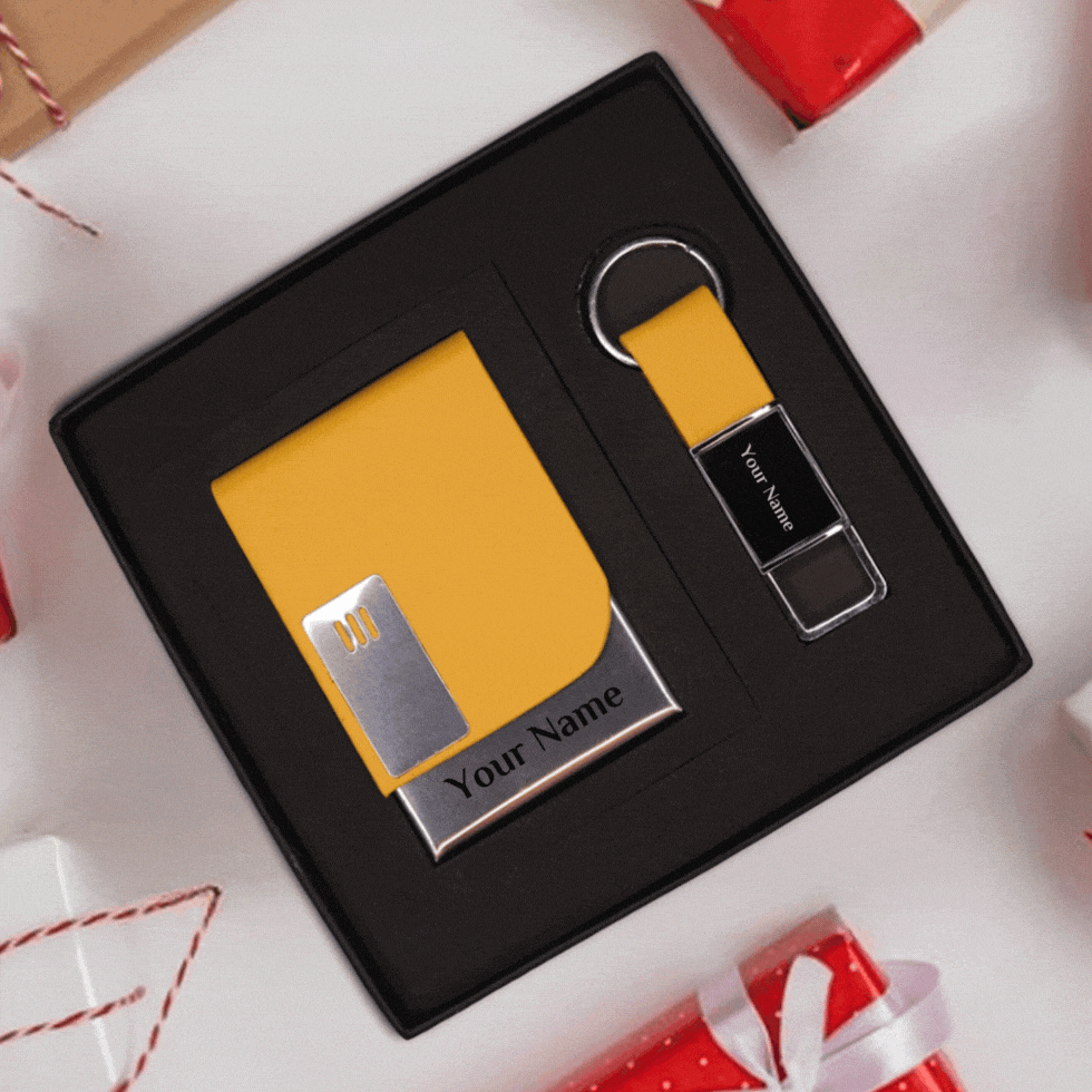 Corporate Gift Essential – Elegant Card Holder with Keychain Set
