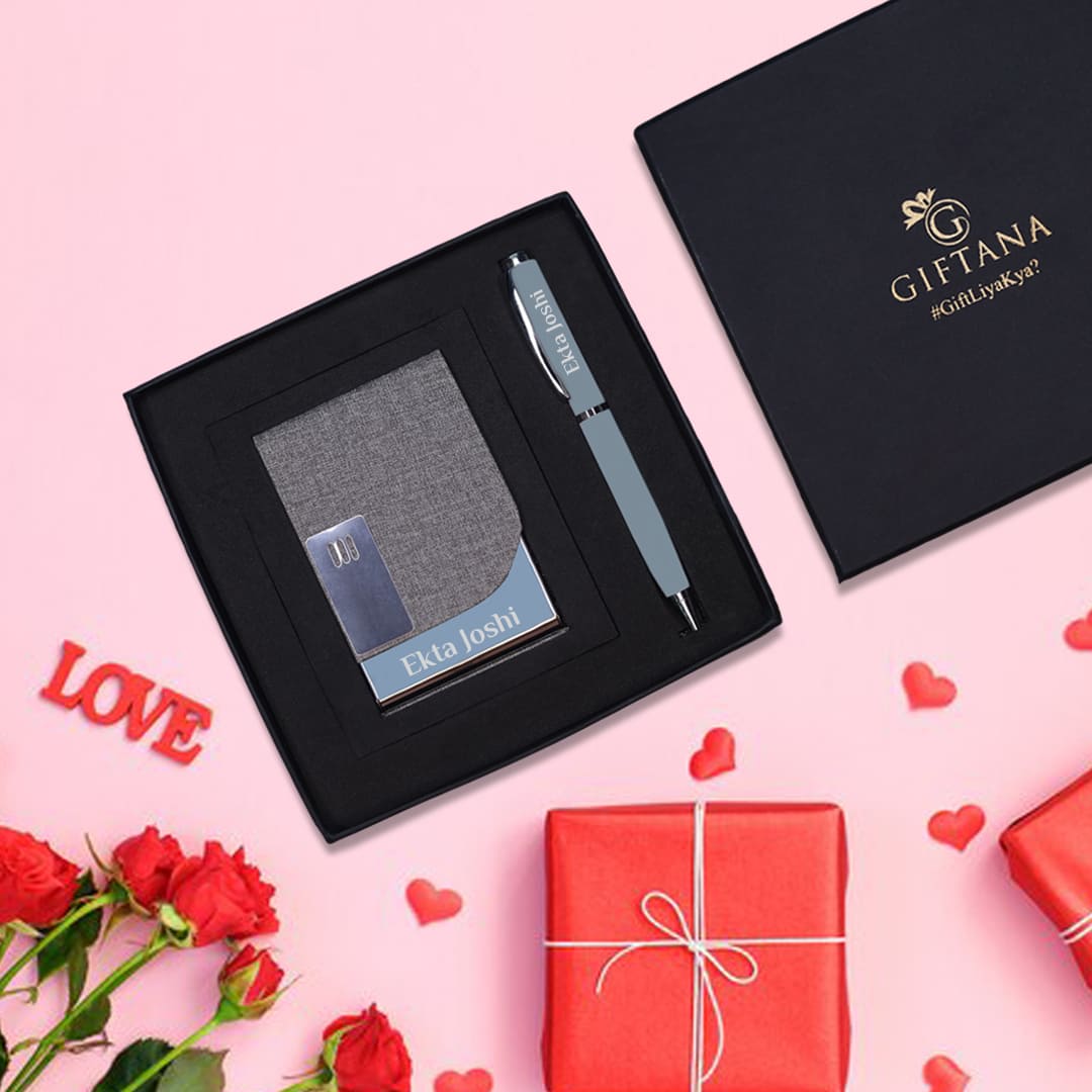 Corporate Gift Set – Premium Engraved Card Holder & Pen Combo