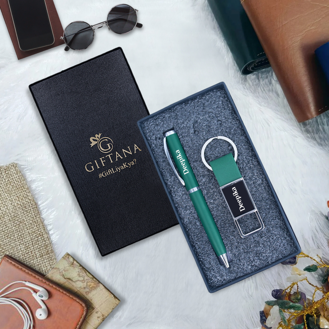 Corporate Gift Set – Elegant Personalized Pen & Keychain Combo