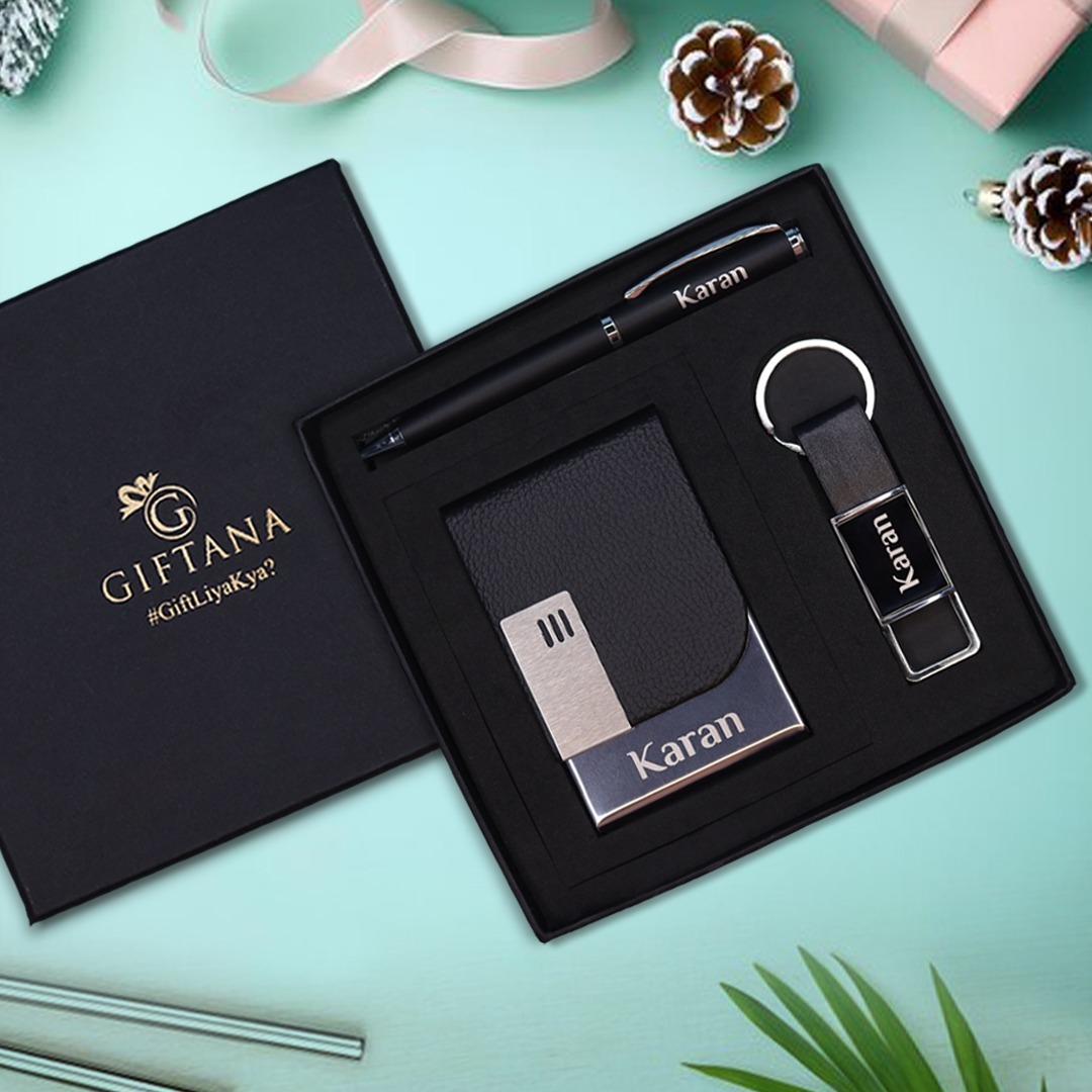 3 in 1 Gift Set - Ball Pen, Keychain and Card Holder