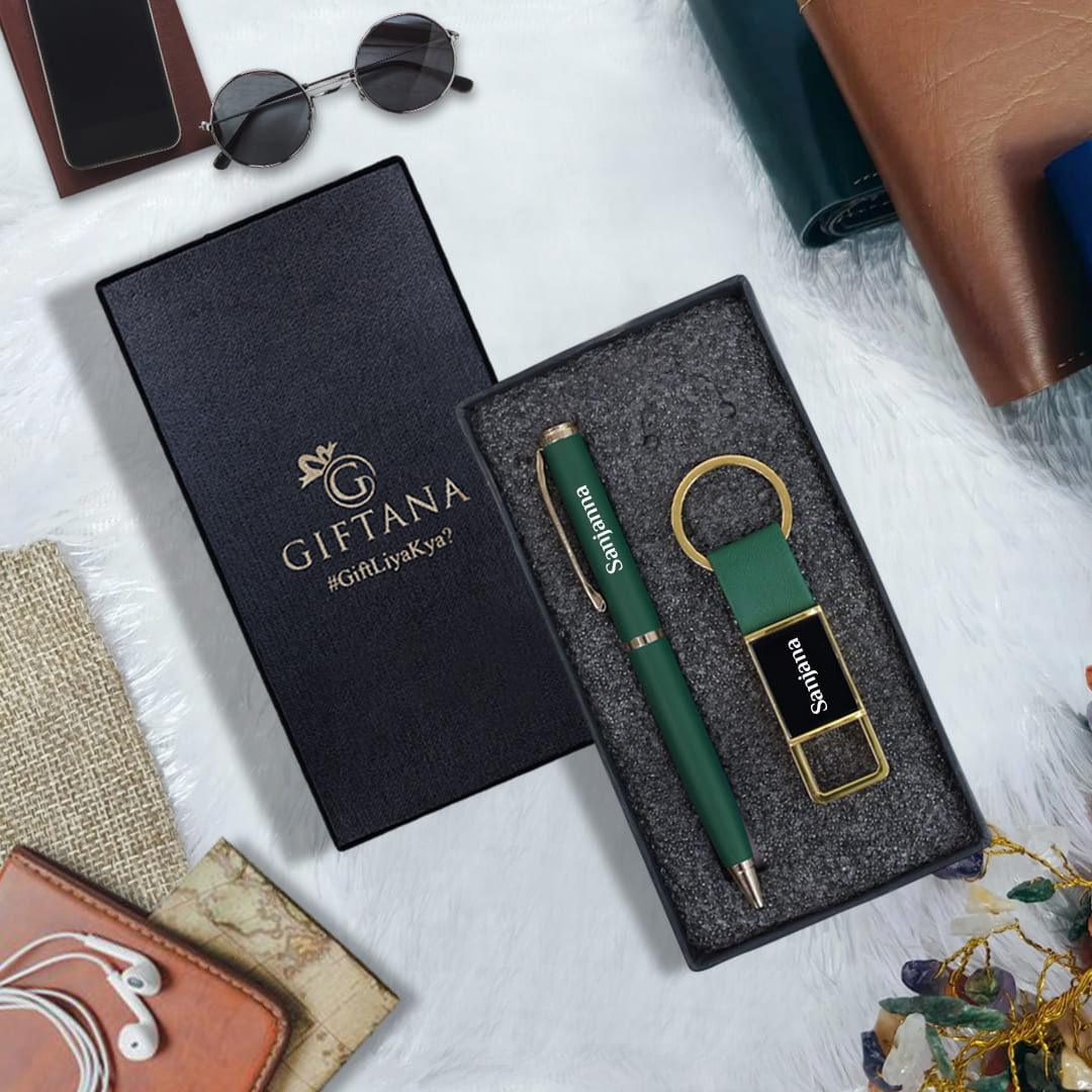 Personalized Gift Set - Elegant Pen & Keychain Combo