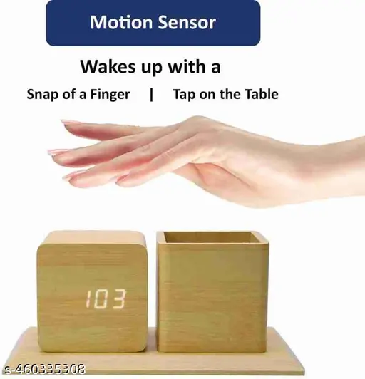 Corporate Wooden LED Alarm Clock with Organizer And Display