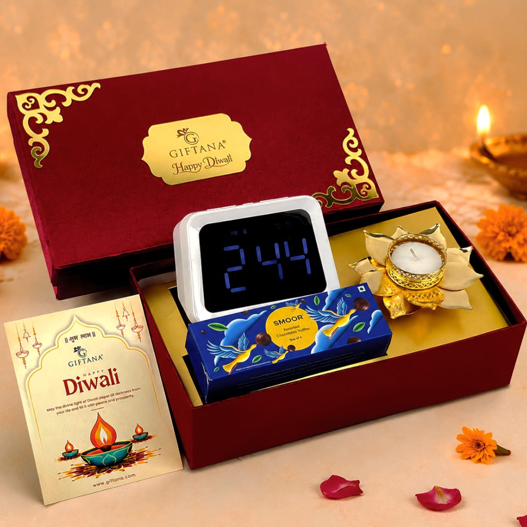 Smart Diwali Gifts Hamper - Bluetooth Alarm Clock & Chocolates