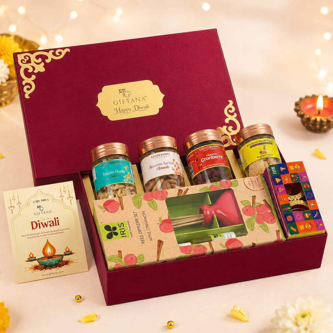 Luxury Corporate Diwali Gifts - Reed Diffuser & Gourmet Treats