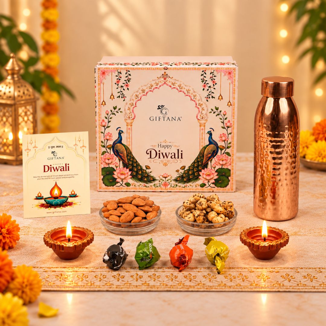 Giftana's Diwali Copper Bottle Gift Set