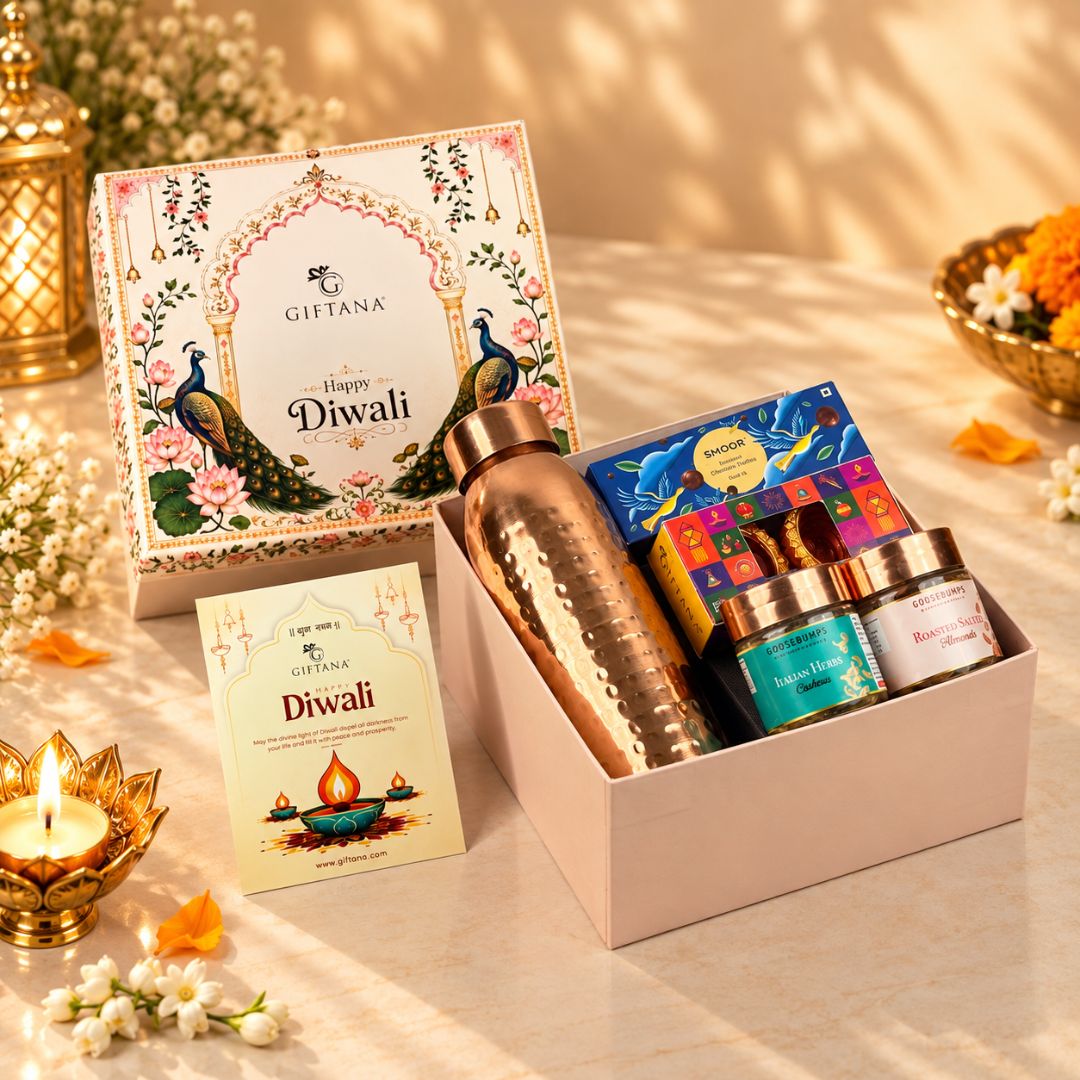 Giftana's Diwali Copper Bottle Gift Set