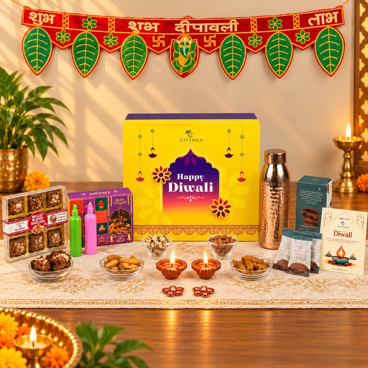 Diwali Copper Bottle Set